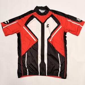Cannondale Cycling Jersey Mens Large Red Black Full Zip Short Sleeve Road Bike